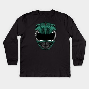 power ranger green head Kids Long Sleeve T-Shirt